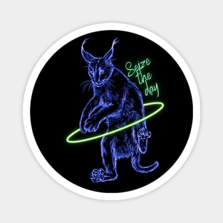 "Seize the Day" Glowing Neon Caracal Magnet